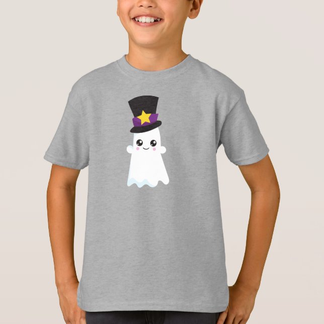 Camiseta Halloween, Fantasma, Gorra, Trick O Trete, Boo (Anverso)