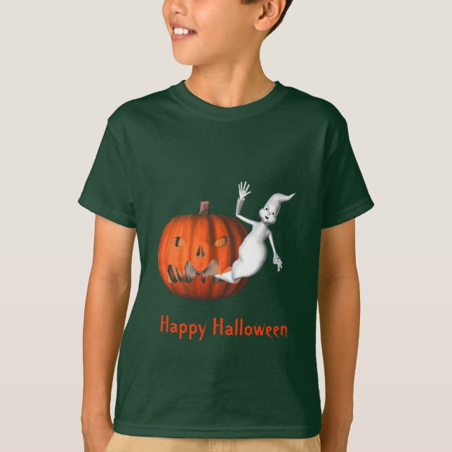 Camiseta Halloween Fantasma Jack O Lantern Kids (Anverso)