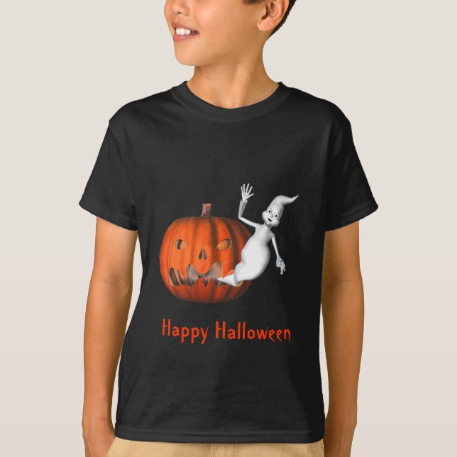 Camiseta Halloween Fantasma Jack O Lantern Kids (Anverso)