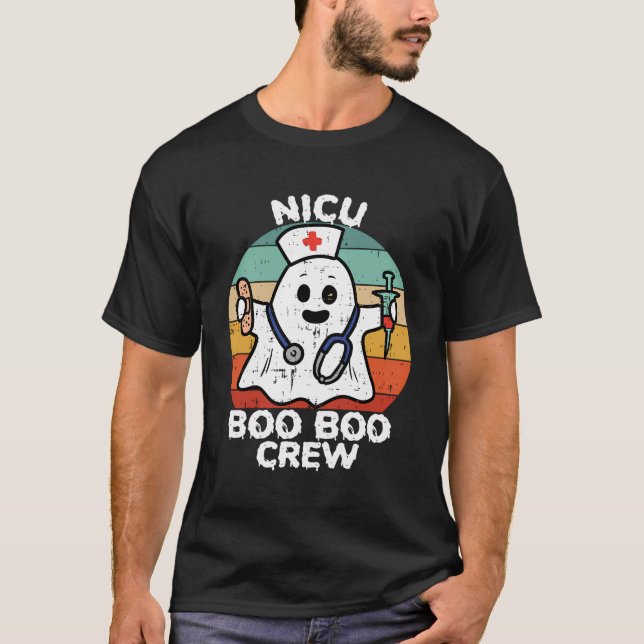 Camiseta Halloween fantasma lindo Nicu Boo Boo Crew neonata (Anverso)
