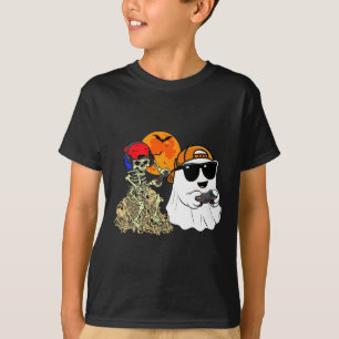 Camiseta Halloween Fantasma Niños jugando con miedo esquele