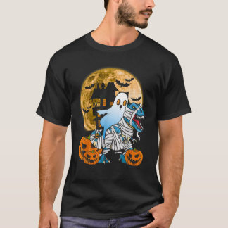 Camiseta Halloween Fantasma Riendo Dinosaurio Haunted Hou