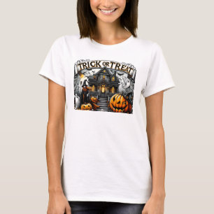Camiseta Halloween fantasmagórico con fantasmas y calabazas