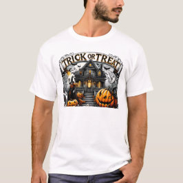 Camiseta Halloween fantasmagórico con fantasmas y calabazas