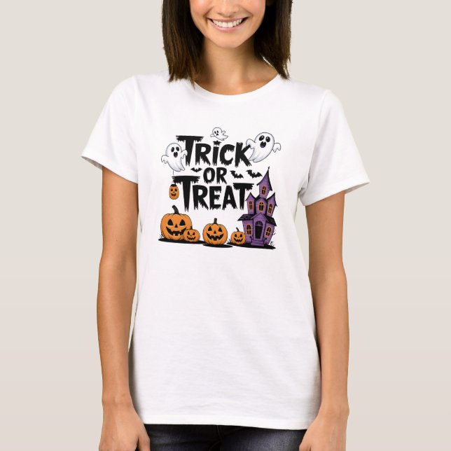 Camiseta Halloween fantasmagórico divertido con fantasmas y (Anverso)
