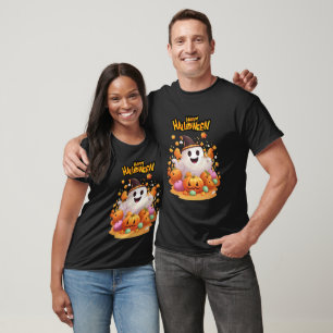 Camiseta Halloween: Fantasmas y familia de calabazas