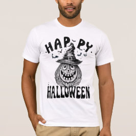 Camiseta Halloween feliz, calabaza fantasmal con gorra