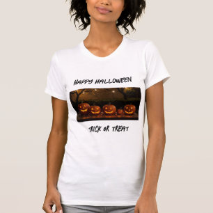 Camiseta Halloween feliz, calabazas esculpidas