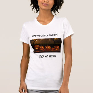 Camiseta Halloween feliz, calabazas esculpidas