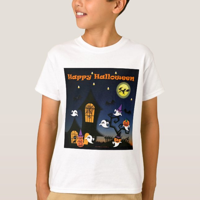 Camiseta Halloween feliz casa embrujada (Anverso)