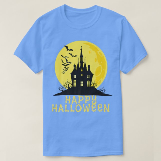Camiseta Halloween feliz, casa embrujada (Diseño del anverso)