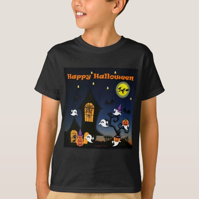 Camiseta Halloween feliz casa embrujada (Anverso)