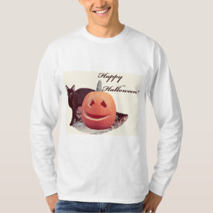 Camiseta Halloween feliz para gatos y calabazas