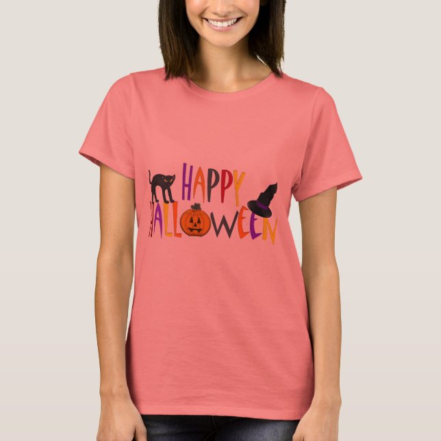 Camiseta Halloween feliz y colorido (Anverso)