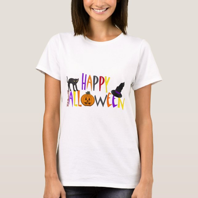 Camiseta Halloween feliz y colorido (Anverso)