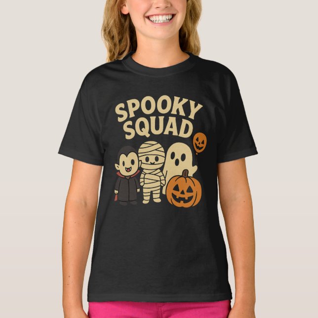 Camiseta Halloween Femenino Fantasma y Escuadrón (Anverso)