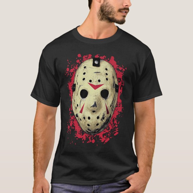 Camiseta Halloween feriado GOALIE MASK disfraces de hockey  (Anverso)