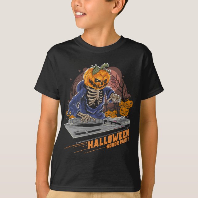 Camiseta Halloween Fiesta de horror Tirador Jefe DJ (Anverso)