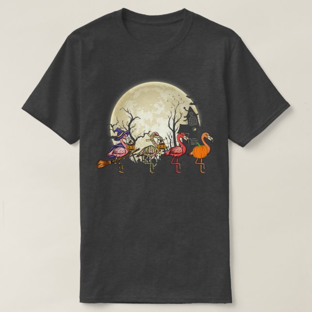 Camiseta Halloween Flamingo Rosa Vampiro de bruja (Diseño del anverso)