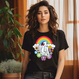 CAMISETA HALLOWEEN FLORAL RAINBOW GHOST