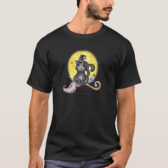 Camiseta Halloween Fly Away Conmigo Moon Black Cat (Anverso)