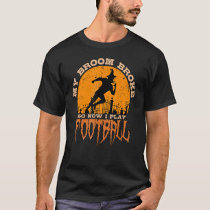 Camiseta Halloween Football Witch Player Broom All Hallow"