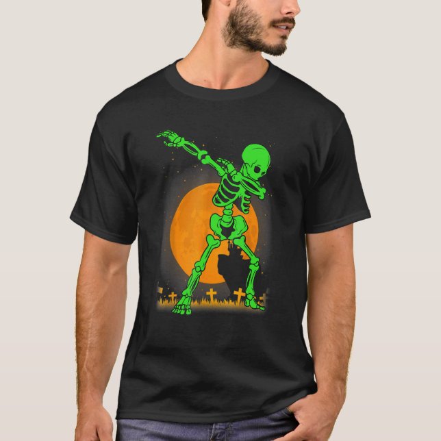 Camiseta Halloween  For Boys Kids Girl Dabbing Skeleton Cos (Anverso)