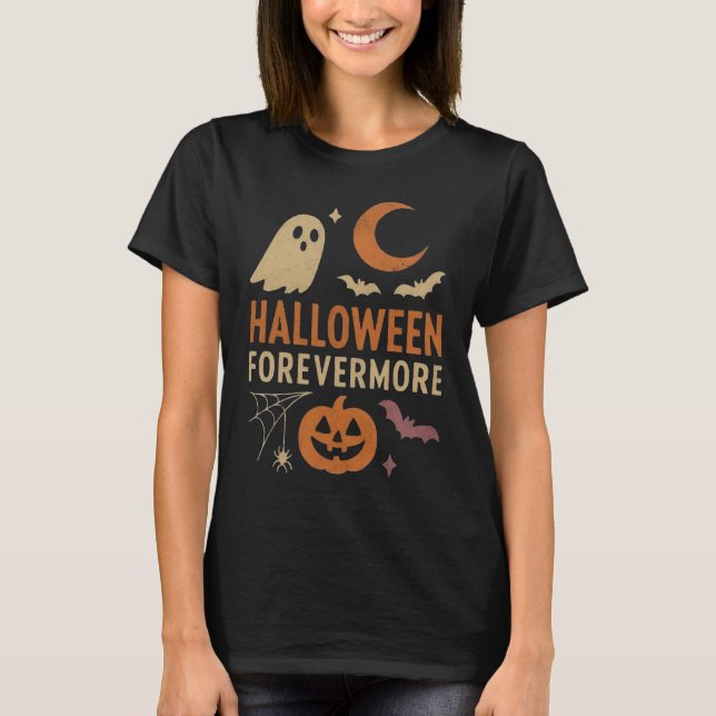 Camiseta Halloween Forevermore | Ghost, Pumpkin & Bats (Anverso)