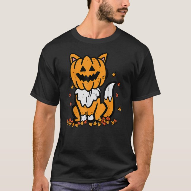 Camiseta Halloween Fox Pumpkin Fall Autumn Costume Kids Wom (Anverso)