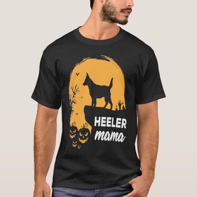 Camiseta Halloween Full Moon Heeler Mama Australian Cattle (Anverso)
