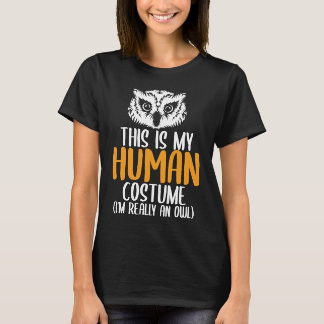 Camiseta Halloween Funny Adult Kid Owl Apparel Youth Human  (Anverso)