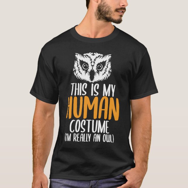 Camiseta Halloween Funny Adulto Kid Owl Apparel Joven Human (Anverso)