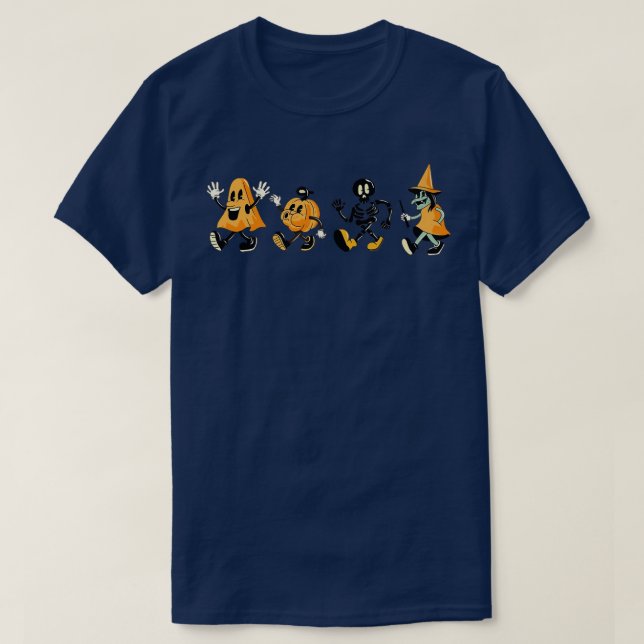Camiseta Halloween Funny Dancing Ghosts Pumpkin Skeleton Wi (Diseño del anverso)