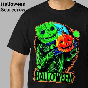 Camiseta Halloween Funny Green Scary Sack Man Pumpkin mascu