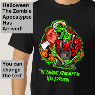 Camiseta Halloween Funny Green Zombie Apocalipsis sobre neg