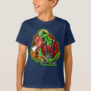 Camiseta Halloween Funny Green Zombie Ax sigue