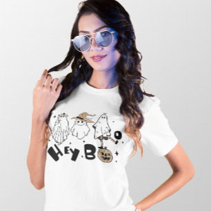 CAMISETA HALLOWEEN FUNNY HEY BOO GHOSTS   HOJA DE BOO