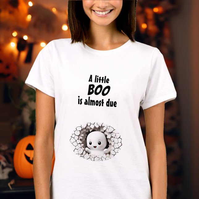 Camiseta Halloween Funny Invitación de bebé fantasma de Pee (Halloween Funny Peeking Ghost Baby Announcement T-Shirt)