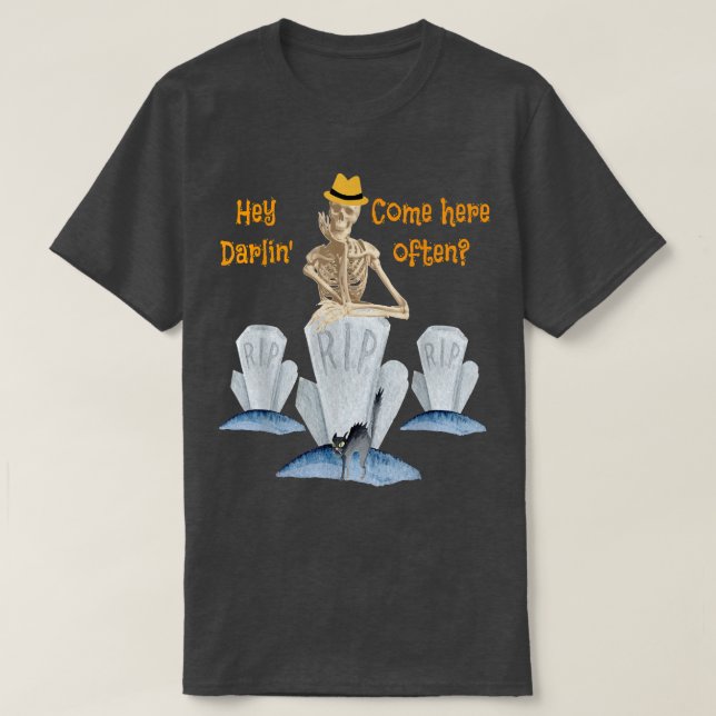Camiseta Halloween Funny Skeleton, Flirty, Skeleton, Hallow (Diseño del anverso)
