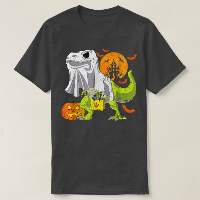 Camiseta Halloween Funny Skeleton Riding Mummy Dinosaur T r (Diseño del anverso)