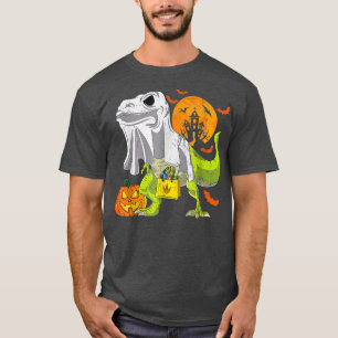 Camiseta Halloween Funny Skeleton Riding Mummy Dinosaur T r