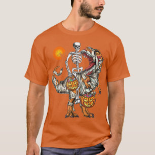 Camiseta Halloween Funny Skeleton Riding Mummy Dinosaur T R