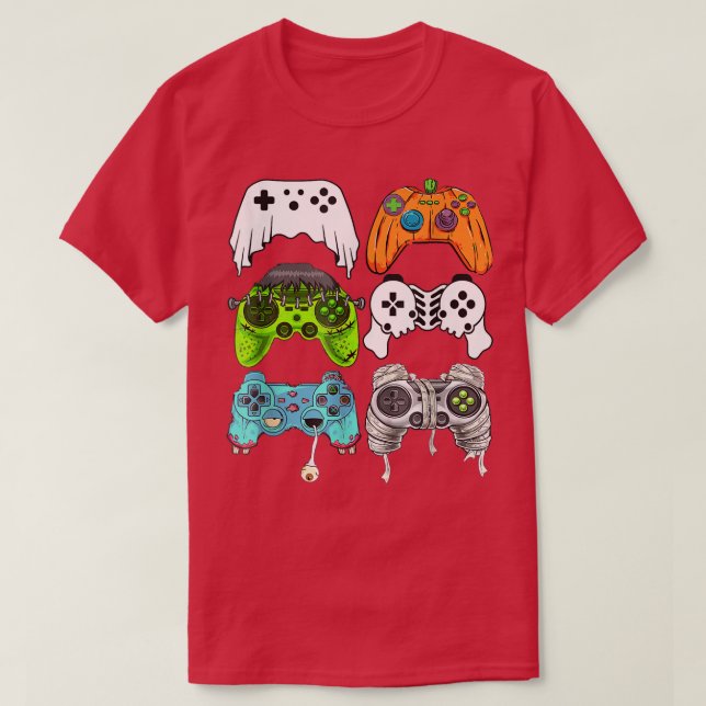 Camiseta Halloween Funny Skeleton Zombie Gaming Controllers (Diseño del anverso)