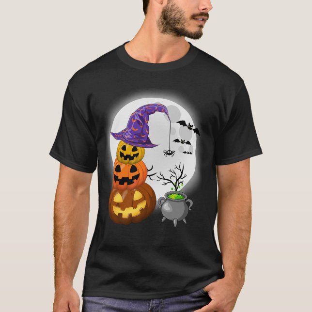 Camiseta Halloween Funny Witch Gorra Pumpkin (Anverso)