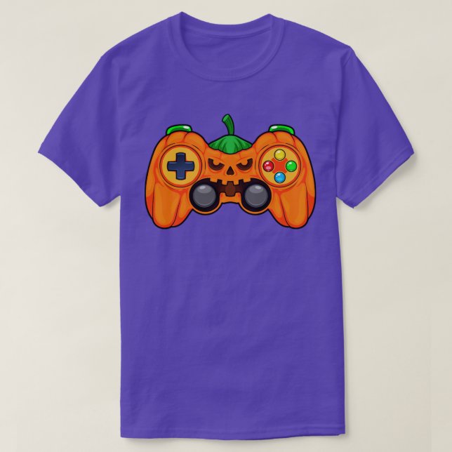 Camiseta Halloween Gamer controlador de calabaza Video Game (Diseño del anverso)