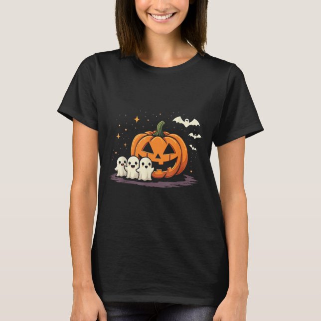 Camiseta Halloween Gamer Pumpkin Eating Ghost Costume Men B (Anverso)
