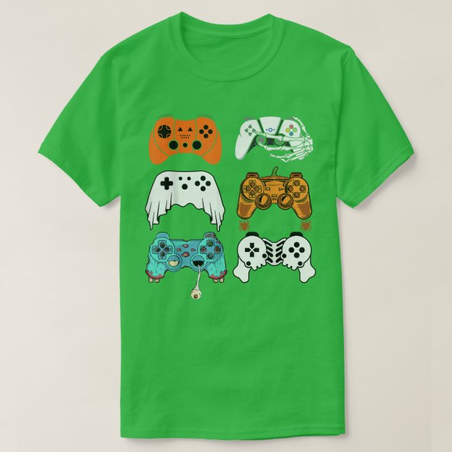 Camiseta Halloween Gamer Skeleton Zombie Ghost Controller B (Diseño del anverso)