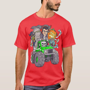 Camiseta Halloween Gamer Skeleton Zombie Monster Truck Boys