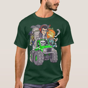 Camiseta Halloween Gamer Skeleton Zombie Monster Truck Boys