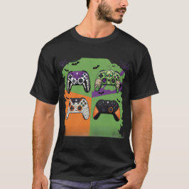 Camiseta Halloween Gaming Controllers Skeleton Zombie Mummy